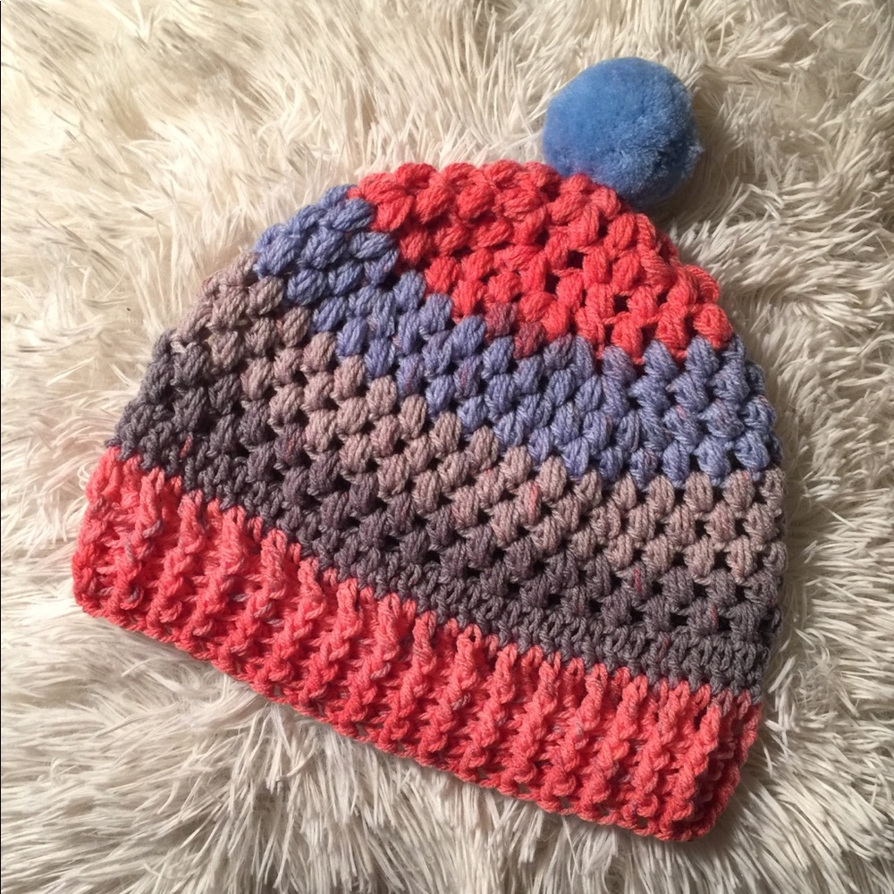 HANDMADE crocheted Fruit Punch Puff Stitch Beanie
